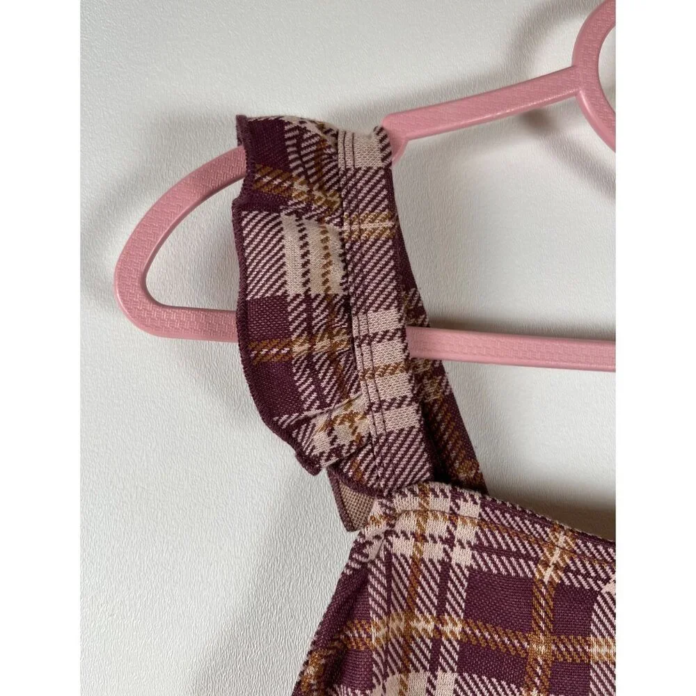 Pinky Plaid Flutter Dress - Picture 2 of 8